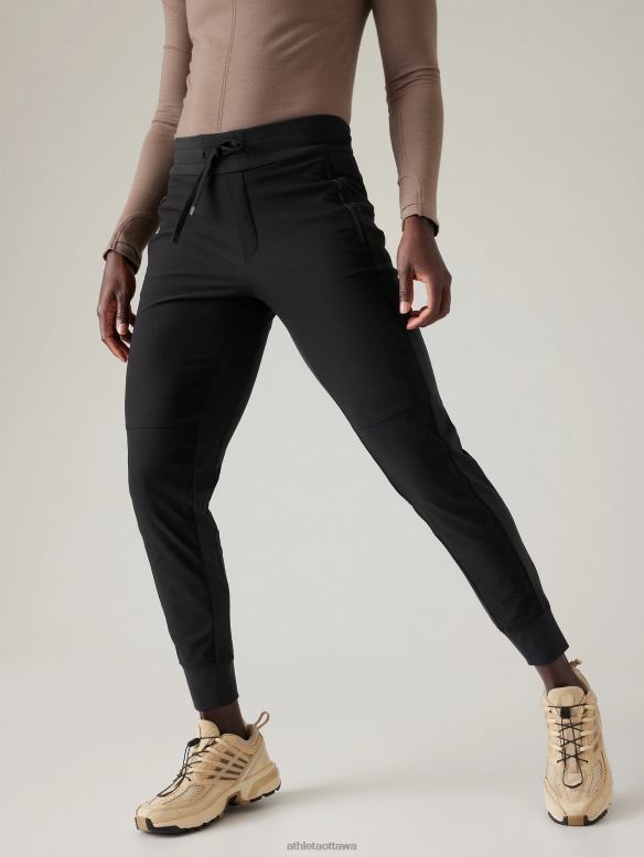 Athleta Headlands Hybrid Mid Rise Jogger Women Black Clothing VHFL274