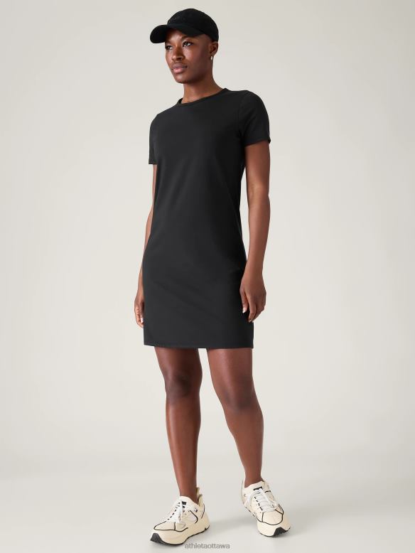 Athleta Essential Tee Dress Women Black Clothing VHFL2763
