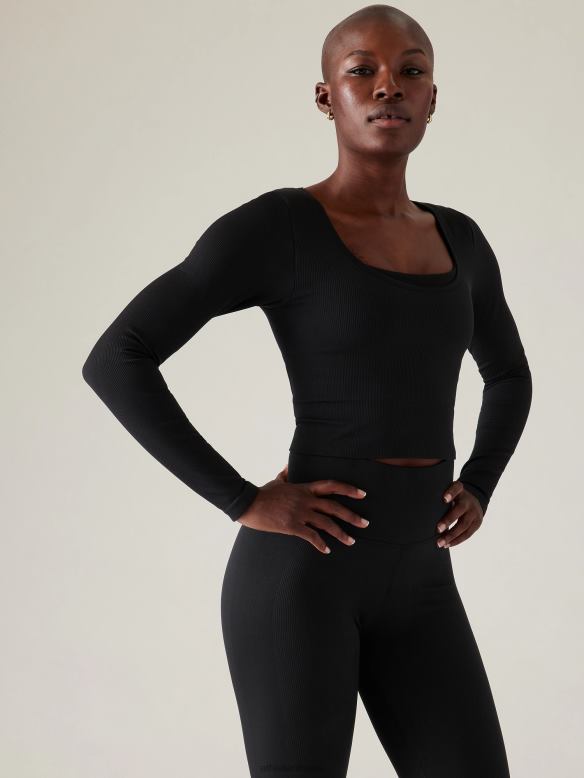 Athleta Aurora Seamless Top Women Black Clothing VHFL2447