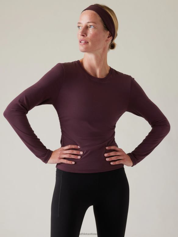 Athleta With Ease Cinch Top Women Spiced Cabernet Clothing VHFL2314