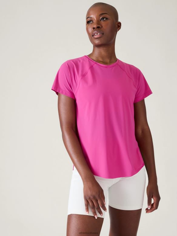 Athleta Ultimate Mesh Tee Women Iceplant Pink Clothing VHFL2376