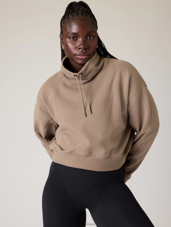 Athleta Keys Retroplush Sweatshirt Women Pyrite Clothing VHFL2219