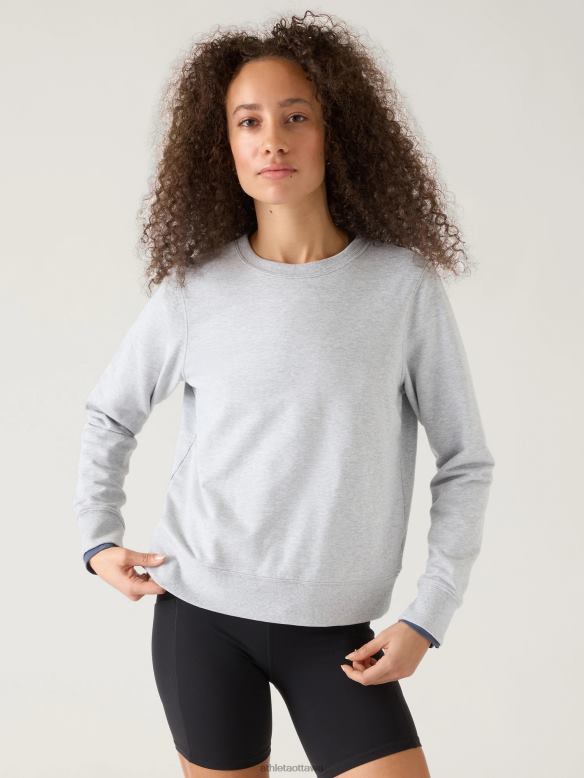 Athleta Retroterry Crewneck Sweatshirt Women Grey Heather Clothing VHFL2537