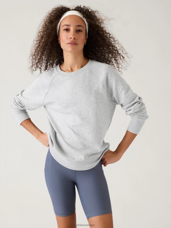 Athleta Sundown Sweatshirt Women Grey Heather Clothing VHFL2377