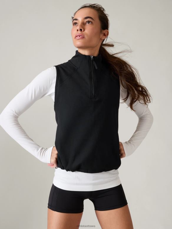 Athleta Unstoppable Quarter Zip Vest Women Black Clothing VHFL2539