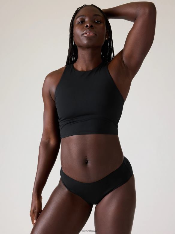 Athleta Conscious Crop Bikini Top A-C Women Black Swimwearwear VHFL2952