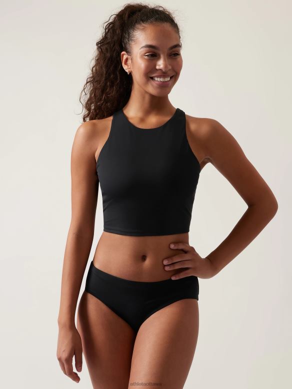 Athleta Conscious Crop Bikini Top D-Dd Women Black Swimwearwear VHFL2948