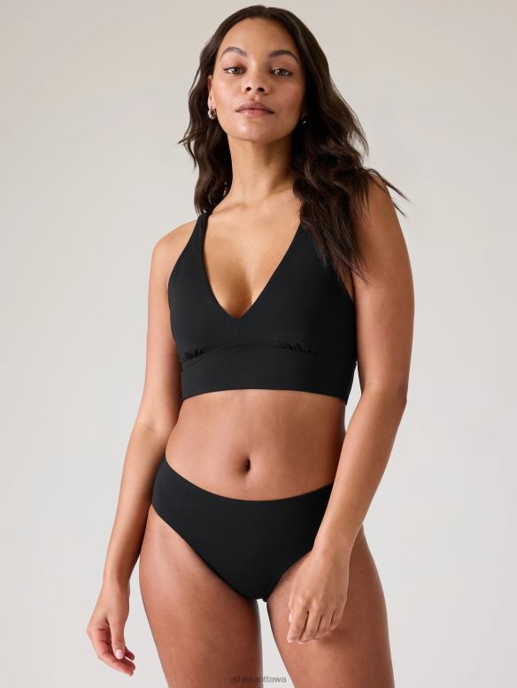 Athleta Plunge Bikini Top A-C Women Black Swimwearwear VHFL2823