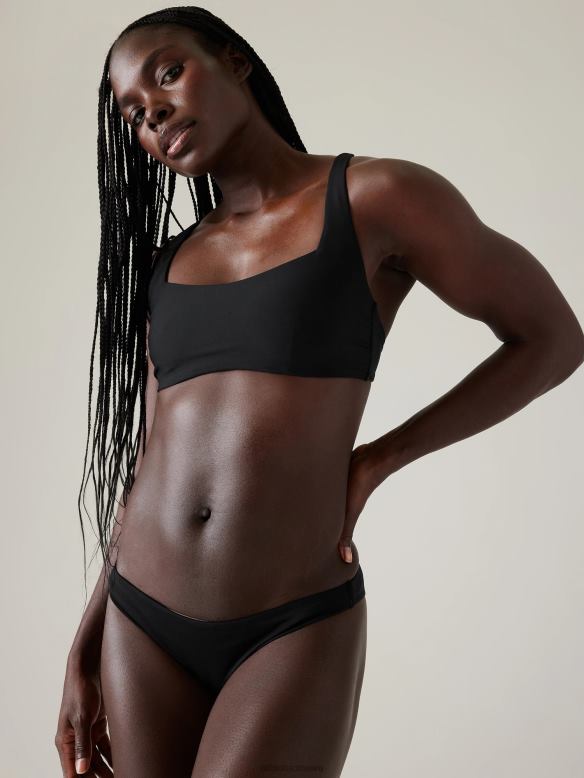 Athleta Square Neck Bra Cup Bikini Top Women Black Swimwearwear VHFL2806
