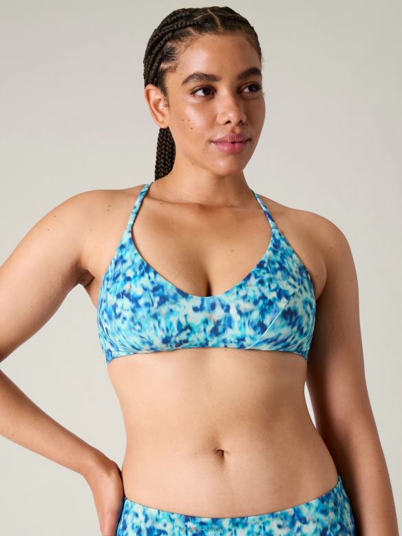 Athleta Triangle Bikini Top A-C Women Dark Lapis Blue Print Swimwearwear VHFL2930