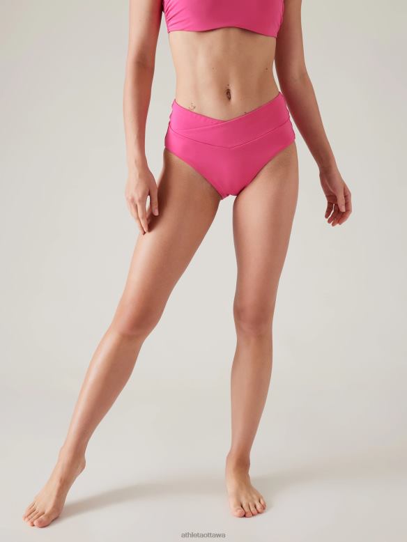 Athleta High Waist Crossover Bikini Bottom Women Tulip Pink Swimwearwear VHFL2811