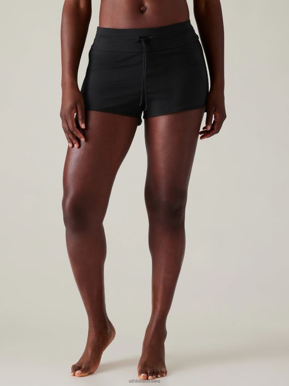 Athleta Surge Swim Short Women Black Swimwearwear VHFL2807